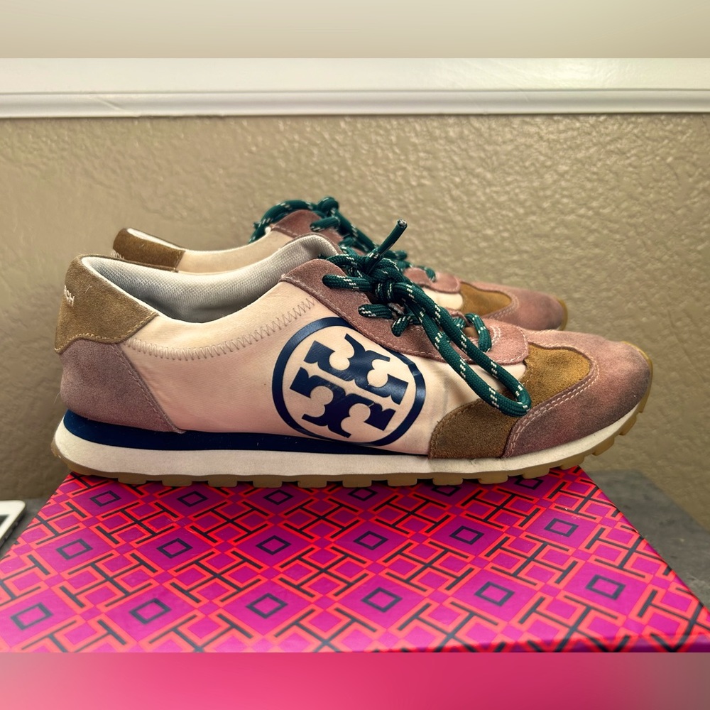 Tory Burch Annie Nylon Runner - Pink + Tan Suede - Offers Welcome!!